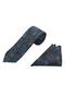 Brown Blue Shawl Pattern Tie Handkerchief Set - 2