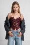 Lace-Trimmed Corset Blouse LCV0010 BURGUNDY - 4
