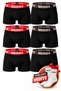 Premium Men's Boxer Briefs 6-Pack – Cotton-Stretch Fabric, Elastic Waistband, Non-Riding Boxer Briefs in 3 Red and 3 Brown Colors