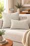 Single Velvet Textured Throw Pillow Cover Light Cream