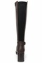 Valeria Women's Buckled, Stretch-Detailed, With Thick Heel, Below-the-Knee Brown Boots - 4