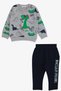 Baby Boy Tracksuit Set Dinosaur Printed 9 Months-3 Years, Gray - 4