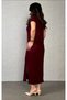 Women's Short Sleeve Collar Side Slit Viscose Two Thread Dress - 4