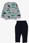 Baby Boy Tracksuit Set Dinosaur Printed 9 Months-3 Years, Gray - 5