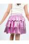 Girls' Metallic Shimmering 3-Layer Ruffled Skirt with Elastic Waistband — Dusty Rose - 5
