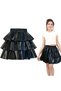 Girls' Elastic-Waist Metallic Shimmering 3-Layer Ruffled Skirt — Black