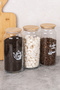3-Piece 1300 ml Bamboo Leak-Proof Lid Luxury Transparent Labeled Tea Sugar Coffee Storage Container Jar Set - 7