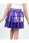 Girls' Elastic-Waist Metallic Shimmering 3-Layer Ruffled Skirt — Purple - 5