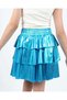 Girls' Elastic-Waist Metallic Shimmering 3-Layer Ruffled Skirt — Blue - 4