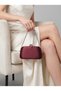 Burgundy Satin Women's Evening Clutch Bag with Silver Accents and Chain Strap—Perfect for Weddings, Engagements, and Graduations