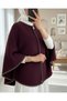 Shepherd-Stitched Pocketed Melton Poncho - Plum - 6