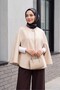 Shepherd-Stitched Pocketed Melton Poncho - Beige - 3