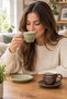 Earth 2 Coffee Cup Set: 90 cc Espresso Cup with Printed Design in Cream + Navy Blue - 3