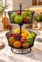 Nazen 2-Layer Black | | Metal Fruit Bowl Vegetable Basket Metal Basket Multi-Purpose Box Bathroom Kitchen Organizer | |   Decorative Fruit Basket 2-Tier Fruit Bowl Vegetable Bowl Modern Decorative Fruit Basket Coffee Corner Kitchen - 2
