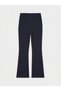 LCW Modest Navy Blue Interlock Solid Straight & Slim Flared Women's Pants, Featuring the ALITA CITY Touch - 6
