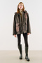 Covered Fabric Hooded Parka Brown - 2