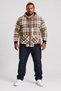 Kangaroo Pocket Flannel Shirt Stripe 22209 Terracotta Color