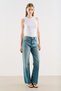 HIGH-WAISTED STRAIGHT-FIT LONG JEANS, BLUE - 2