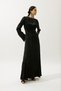 Jacquard Satin Evening Dress Black - 7