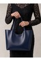 Navy Blue Women's Scarf Zippered Shopper Hand and Shoulder Bag