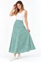 Green Women's A-Line Midi Woven Skirt with Floral Print - Viscose - 2