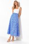 Blue Women's A-Line Midi Woven Skirt with Floral Print - Viscose - 2