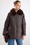 Plus-Size Fur-Trimmed Quilted Jacket with Elastic Waist, BROWN 6903 - 3