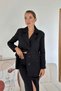 Black Buttoned Jacket and Skirt Set - 3