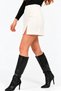 Ecru Women's A-Line Woven Mini Skirt with a Regular Slit - 6