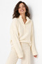 Ecru Mock Neck Button Knit Sweater - 3