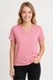 WOMEN'S Set-In V-Neck Slit-Collar Detail T-Shirt, Jersey-Modal Blend - 6
