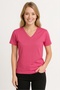 WOMEN'S Set-In V-Neck Slit-Collar Detail T-Shirt, Jersey-Modal Fabric - 7