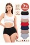 Extra-High-Waisted Women's Panties, 7-Pack: Cotton, Stretchy, Comfortable Fit—Black, White, Nude, Red, Navy, Taupe Color, Gray
