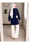 Navy Blue Crew Neck Oversize Women's Knitwear Tunic - 6