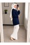 Navy Blue Crew Neck Oversize Women's Knitwear Tunic - 3
