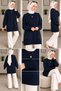 Navy Blue Crew Neck Oversize Women's Knitwear Tunic - 2