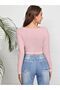 Black Women's Ruched Bust Solid Crop Top - 4