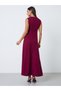 Burgundy Sleeveless A-Line Maxi Dress - 4