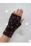 A pair of women's gloves with a leopard print, soft fur, and no fingers (mittens) - 2