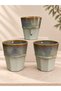 Handmade Ceramic Coffee Cup Set of 3 – Handle-less, Green and Earth Tones - 3