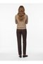Women's Mother-Style Crew-Neck Knit Sweater with Button-Front Design and Buttoned Sleeves, Stone - 7