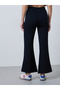 Black Plain Flare Leggings - 4