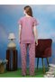 Lilac Short Sleeve V-Neck Top And Floral Print Pyjama Set - 4