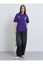 Purple Floral Graphic Oversized Cotton T-Shirt - 2