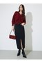 Burgundy Ruched Detail V Neck Sweater - 2