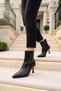 Women's Stylish Thin-Heeled Zip-Up Boots with Pointed Toe and Fleece Lining 417698