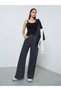 Black Ribbed Broad Strap Tank Top - 2