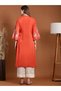 Rust Embroidered A-Line Kurta - 3
