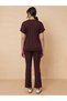 Maroon Ribbed Top And Pants Loungewear Set - 6