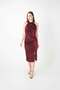 Glittery Fabric Drawstring Detailed Pencil Dress - Bordo
